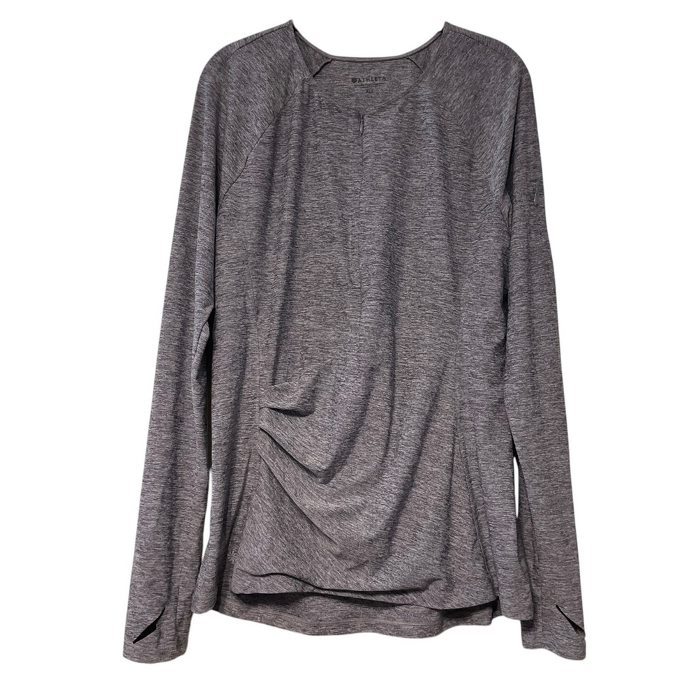 Athleta Womens Heather Gray UPF 50+ Pacifica Wrap Front Top Shirt Size XLT
